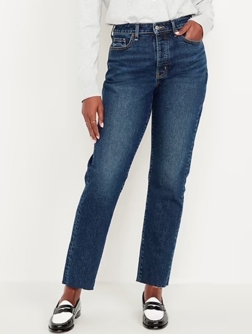 Old Navy High-Rise Straight Leg Jeans in Dark Blue Size 4